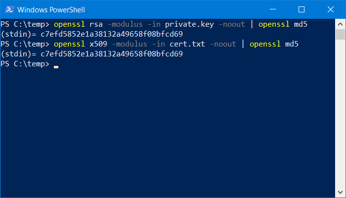 OpenSSL - porovnání certifikátu a privátního klíče