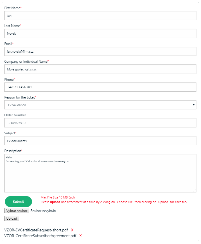 Sectigo Support Form