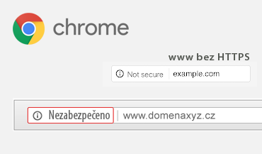 Prohlížeč Chrome a zobrazení webové stránky bez SSL certifikátu